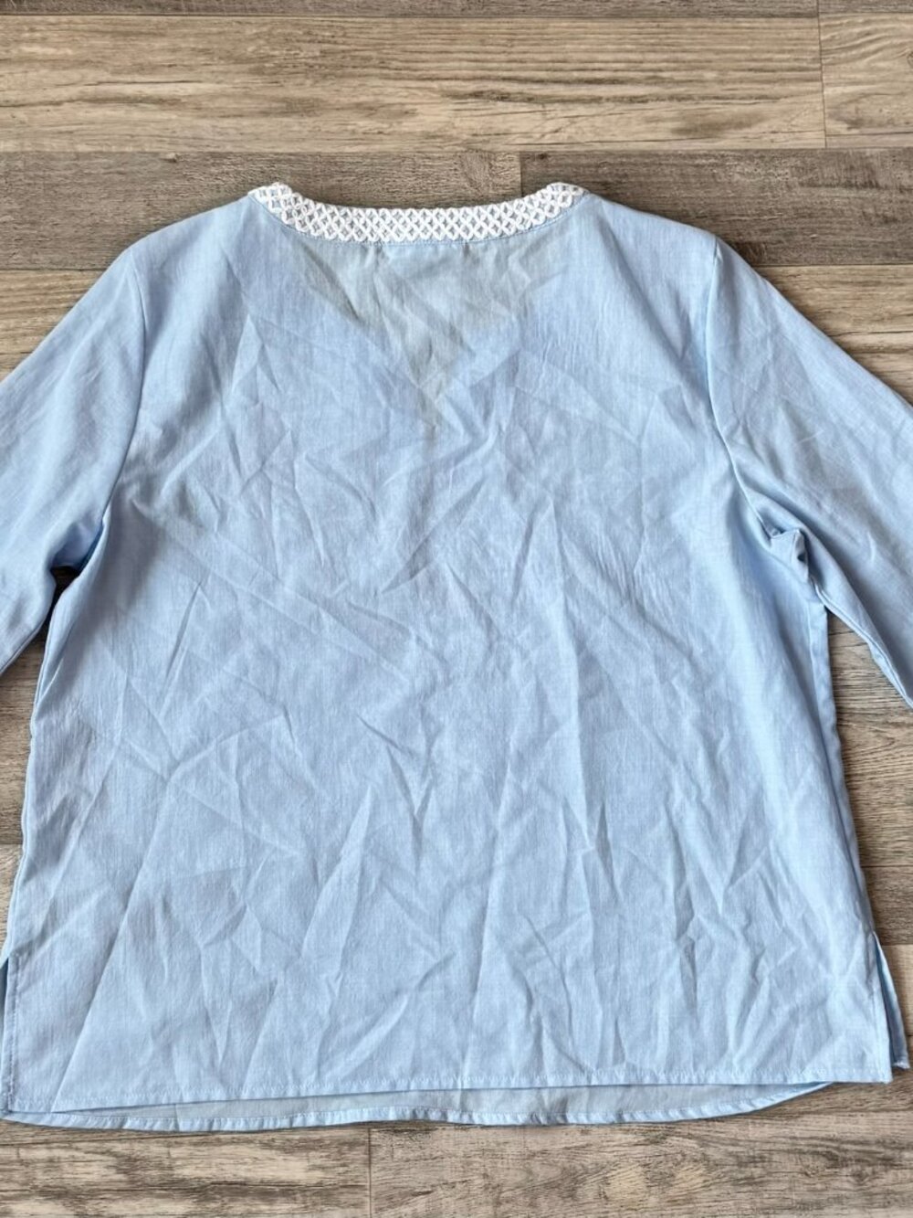 Alfred Dunner blue embroidered 3/4 sleeve blouse size petite small J36 - Picture 5 of 5